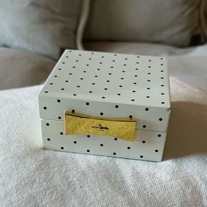 Kate Spade White with Black Polka Dots  Jewelry Box with Gold Logo